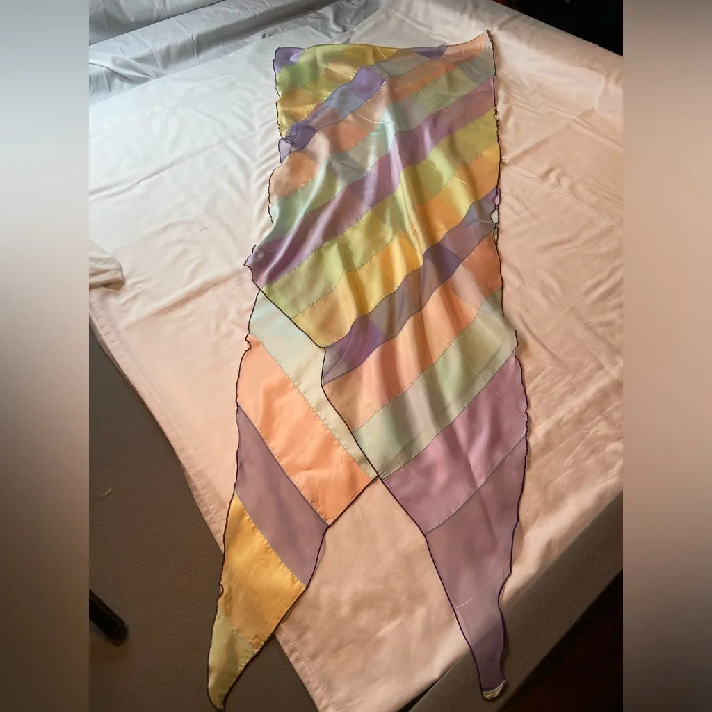 Giorgio‎ Armani Silk Scarf, pastel colors, 18” x 104” - Image 3
