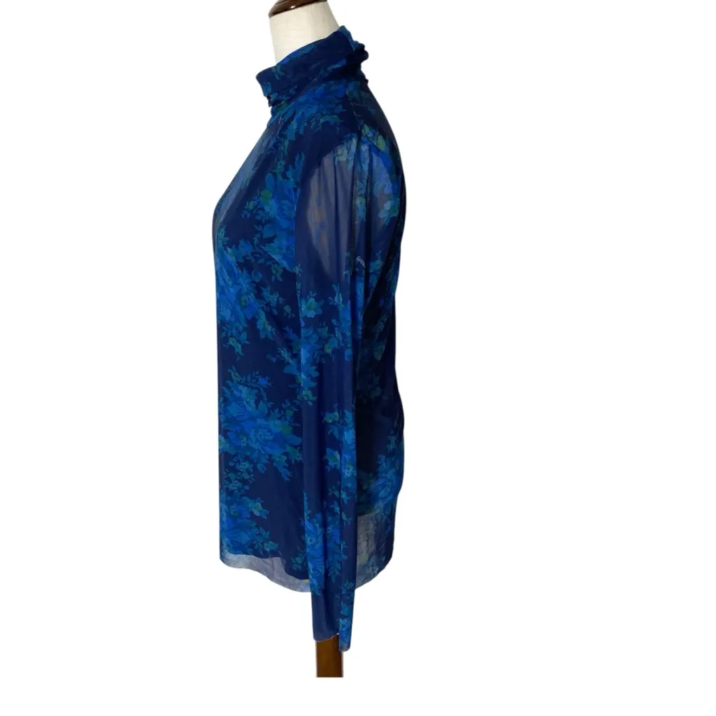 GANNI Floral Mesh Turtleneck Top Size - Image 5