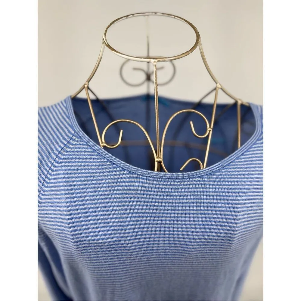 J. McLaughlin Jamey Sweater Light Chambray Blue Stripe Size XL - Image 4