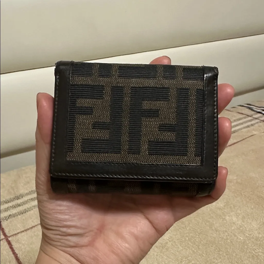 Fendi Canvas Compact Tri-Fold Wallet - Image 13