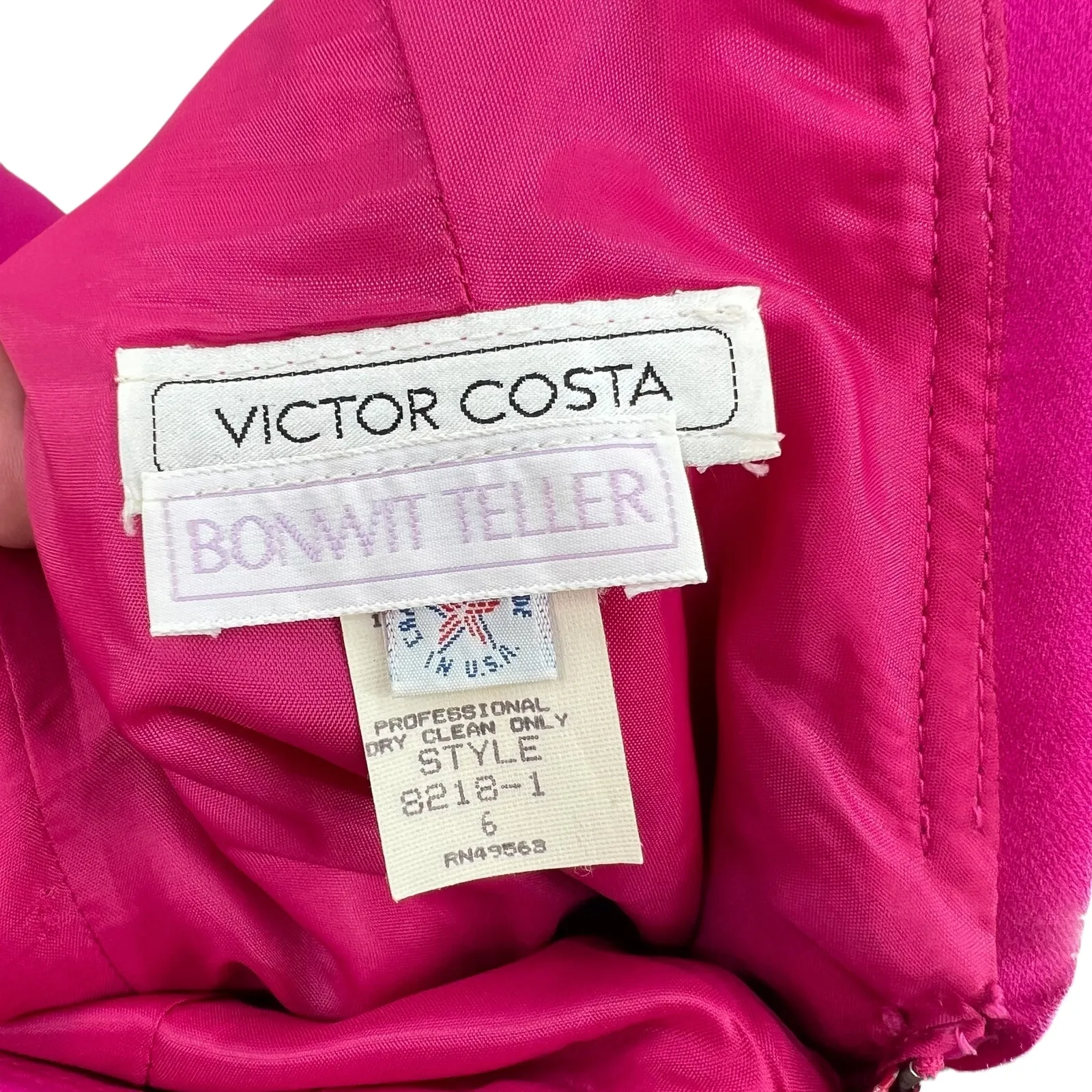 Victor Costa for Bonwit Teller Vintage Dress Party Off‎ Shoulder Pink Size 6 - Image 14
