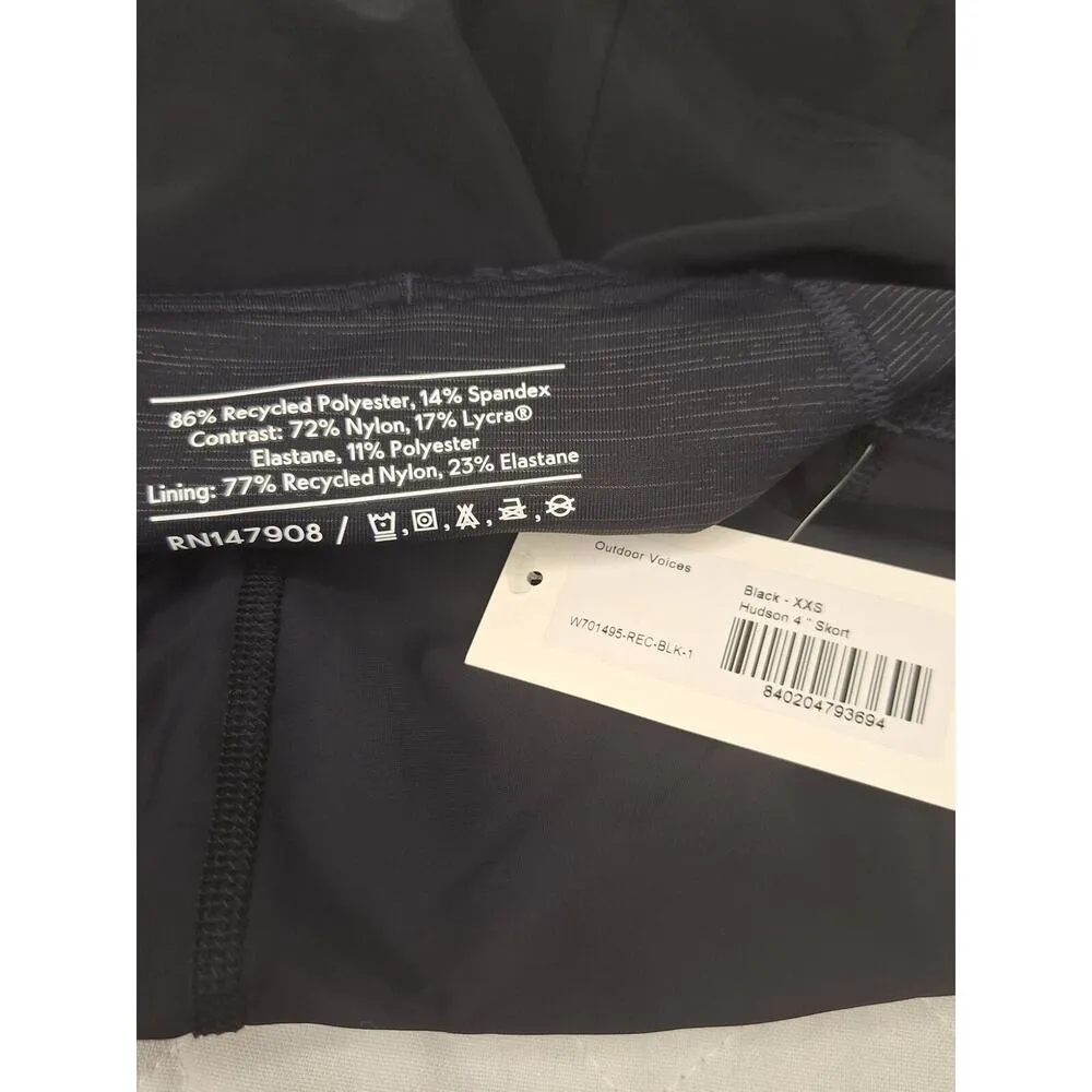 Outdoor Voices Women's Size XXS Hudson 4" Skort Black Athletic Skirt Shorts NWT - Image 4