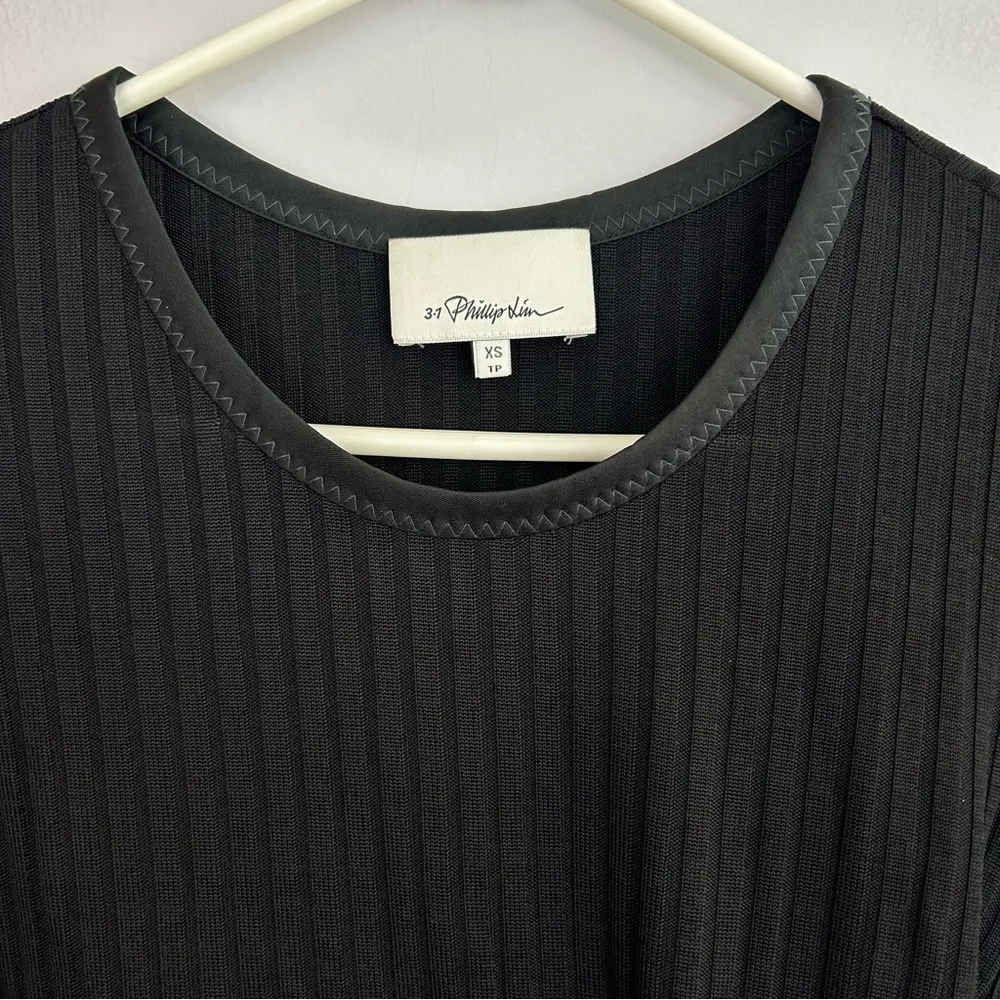 3.1 Phillip Lim Black Ribbed Tie Waist Short Sleeve Top Size XS - Image 7