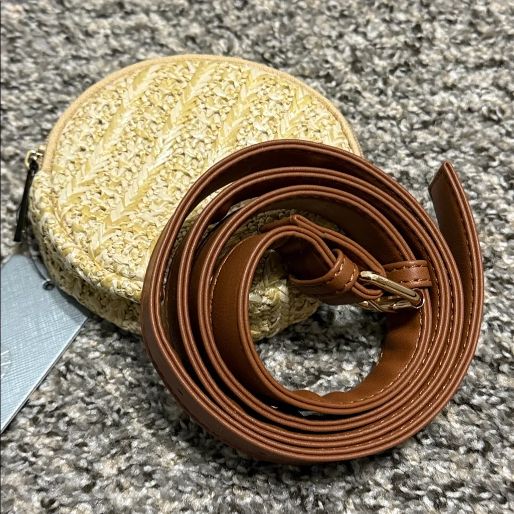 Woven Round Pouch and Brown Belt Fanny Pack - Image 2