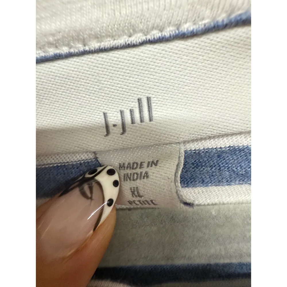 J. Jill Blue White Striped Long Sleeve 100% Cotton Nautical Striped XL Petite Size undefined - Image 5