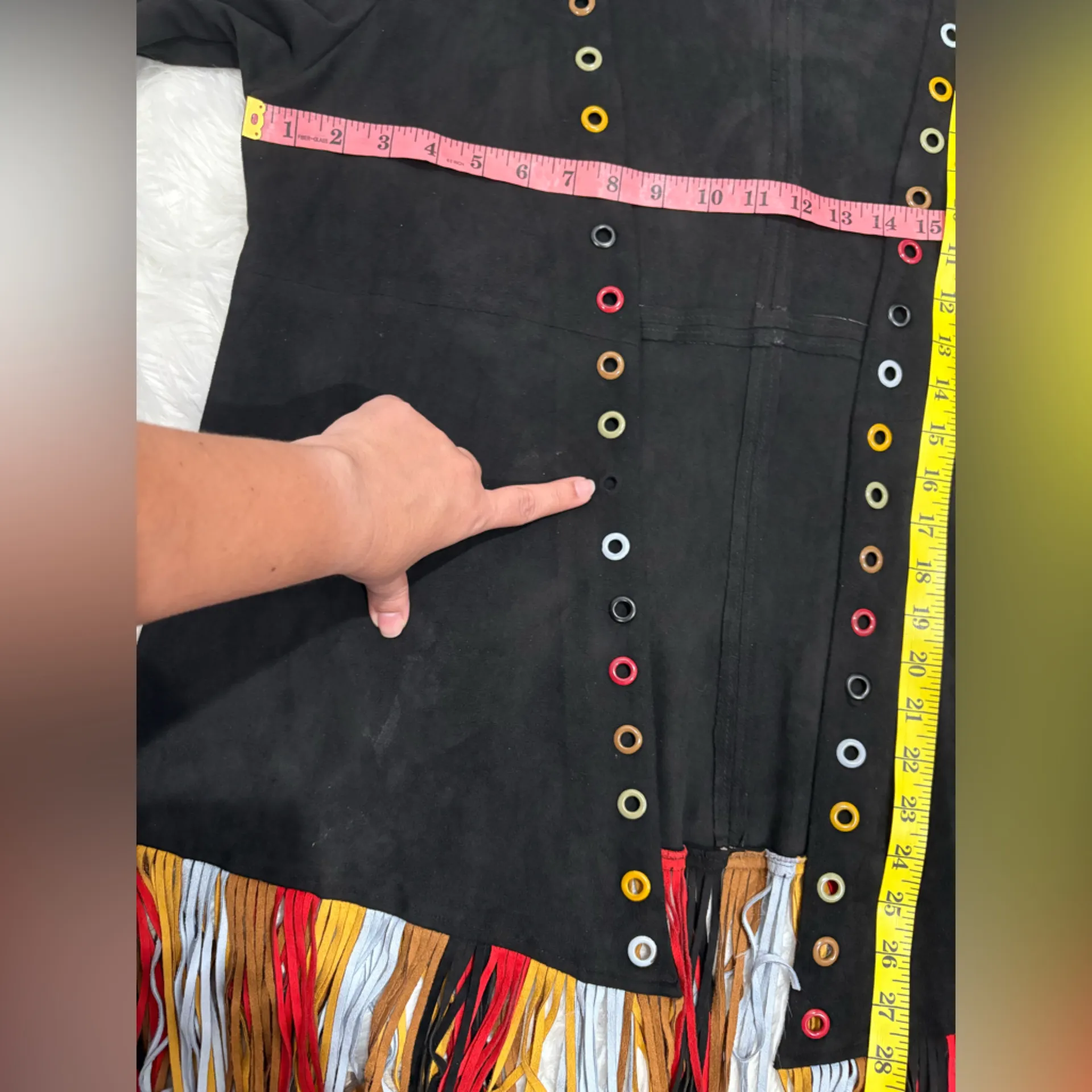 Adore Black Fringe Jacket with Multicolor Accents Size L Size L - Image 8