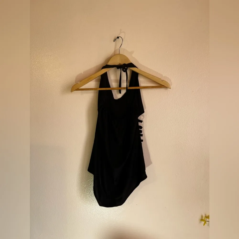 Yoins Yours Inspiration Women’s Solid Black Silky One Piece Bathing Suit Size L - Image 3