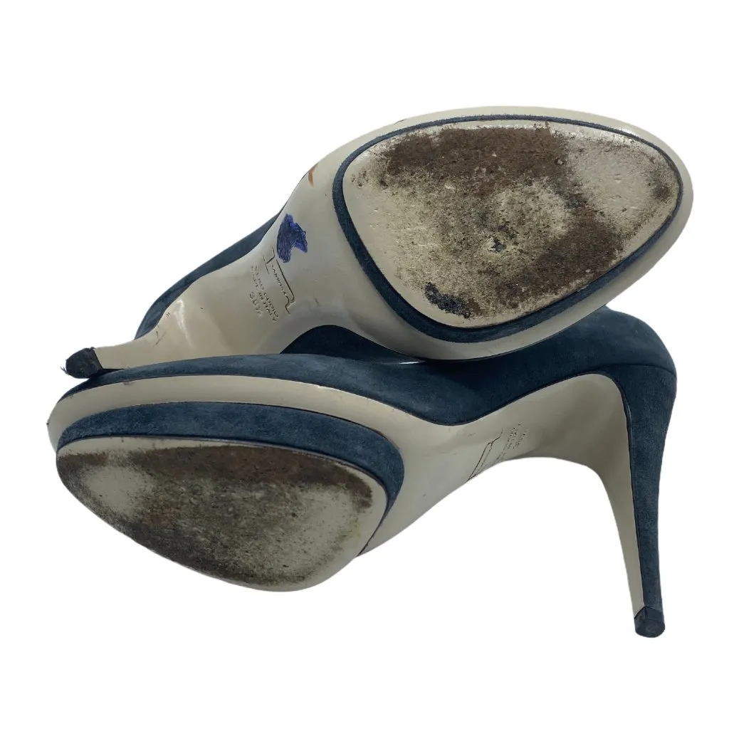 Chuckies Blue Suede High Heel Shoes Platform Pumps Women's Size EU 38.5 US‎ 8.5 - Image 10