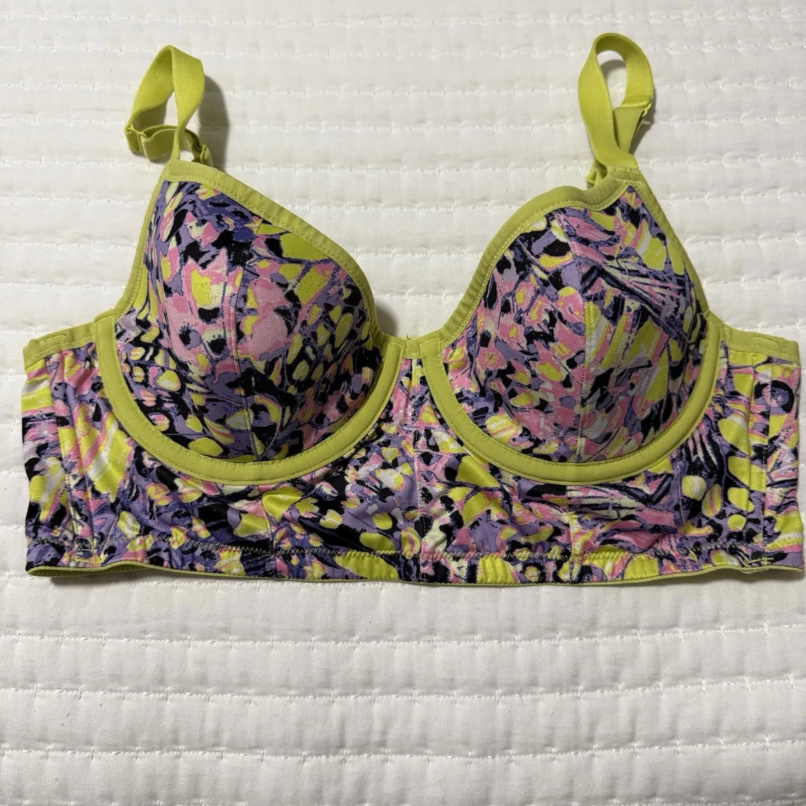Cacique Colorful Yellow Purple Pink 38B Bra Lightly Lined Demi Longline - Image 14