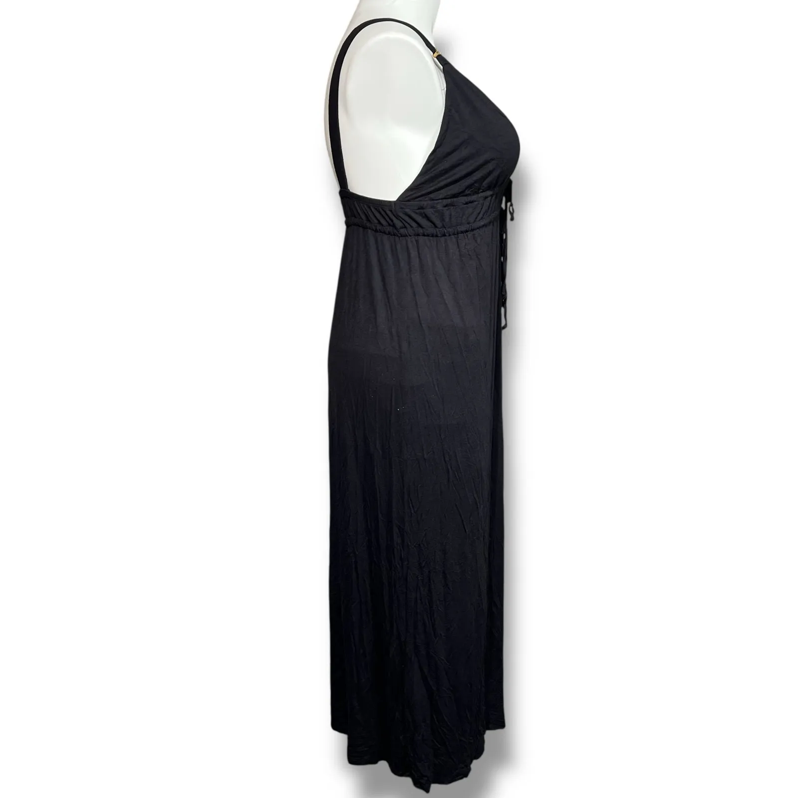 Tropical Escapes Womens Maxi Dress Swimsuit Coverup Grecian Style Black Large - Image 3