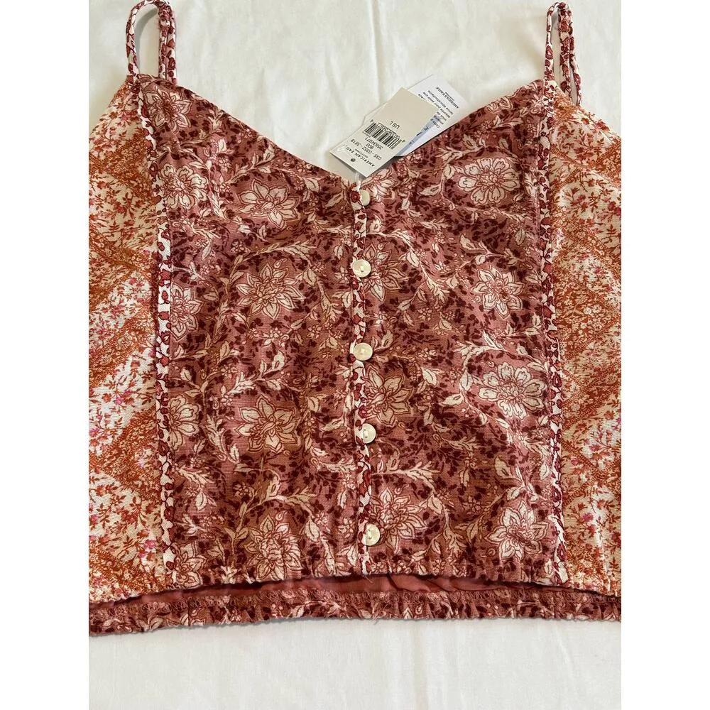 NWT American Eagle Mieux Ensemble Boho Button Floral Crop Top Size Large - Image 4