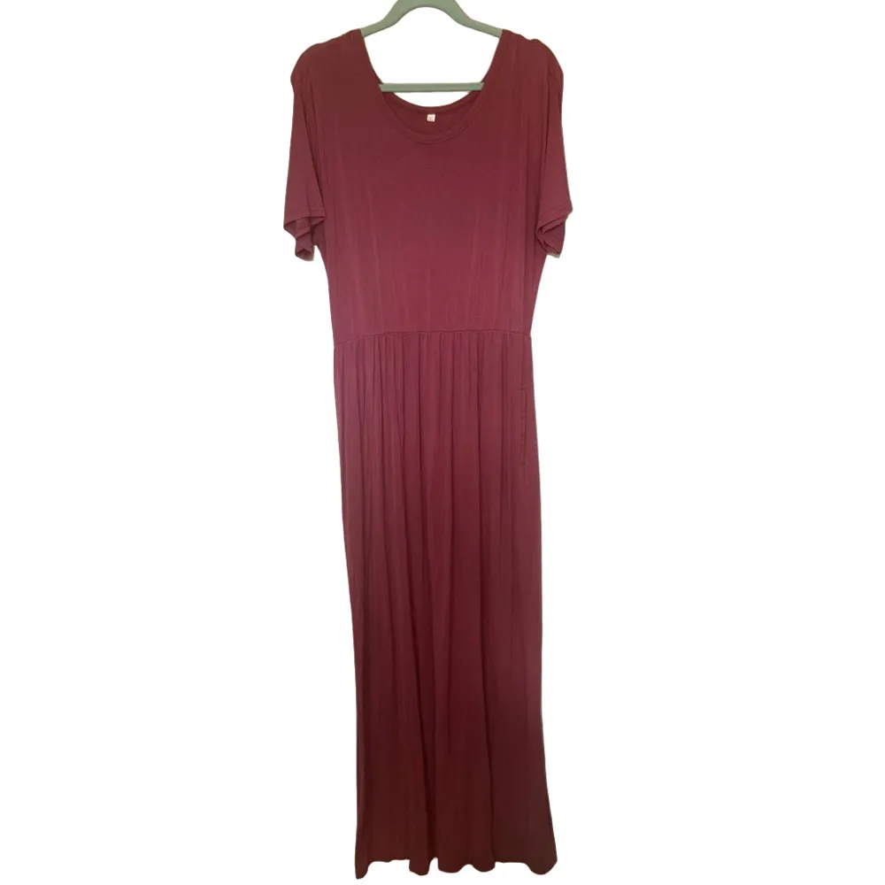 Faire Short Sleeve Cinch Waist Maxi Dress Dusty Mauve Pink Size 2X - Image 2