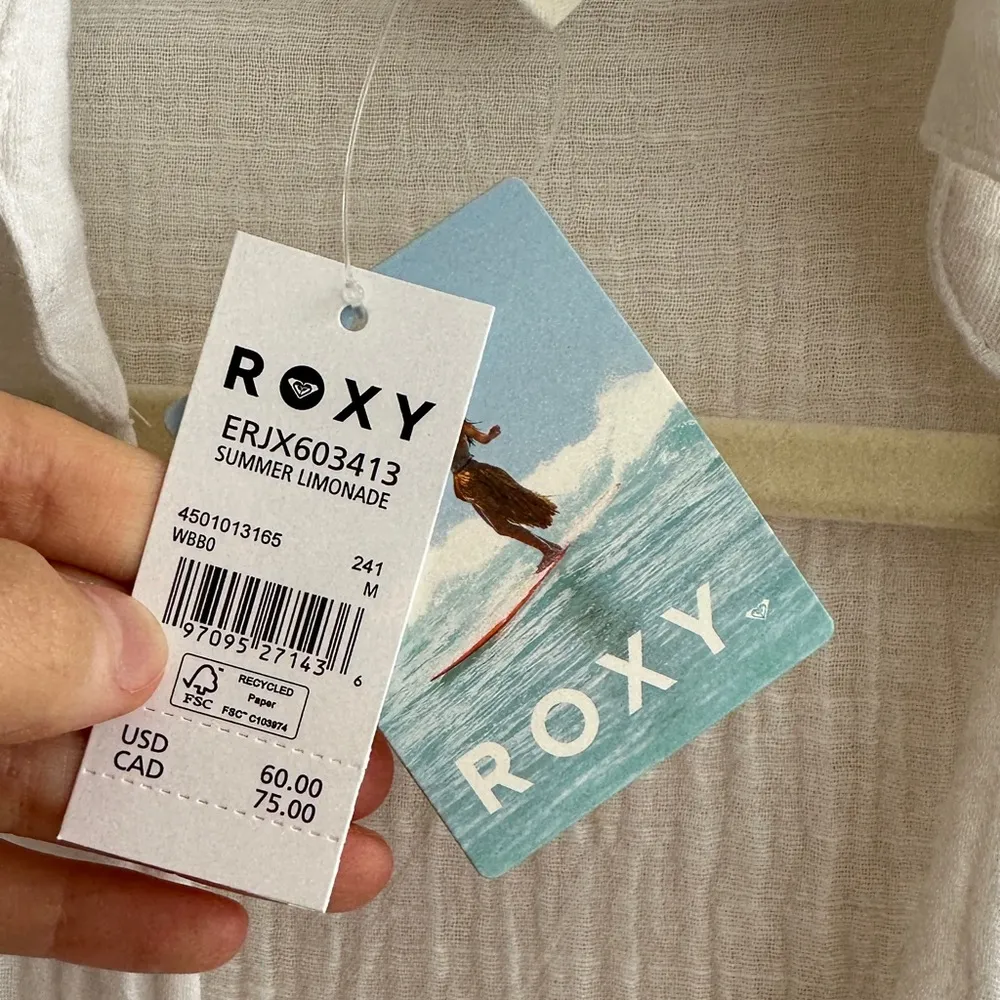 Roxy Summer Limonade White Shirt Dress for Women, Beach Coverup, Medium, NWT - Image 6