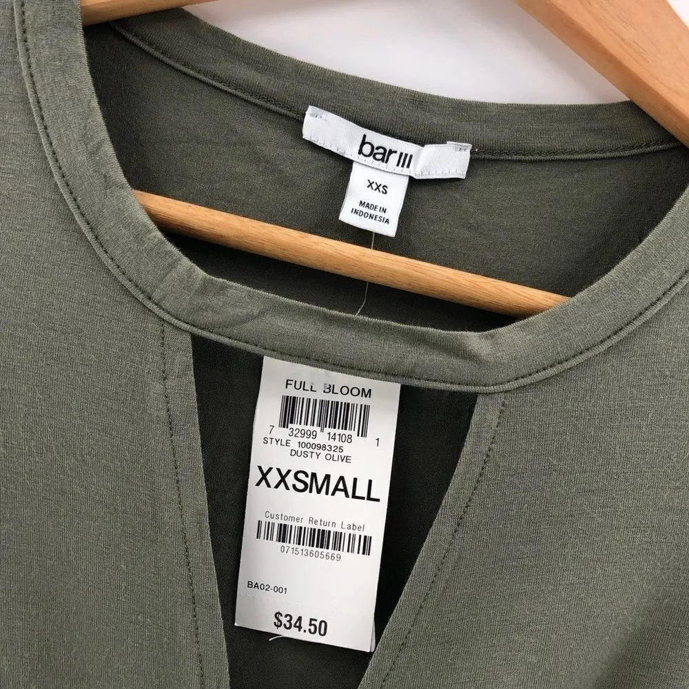 Bar III Twist Front‎ Cutout T-Shirt Dusty Olive XXS - Image 4