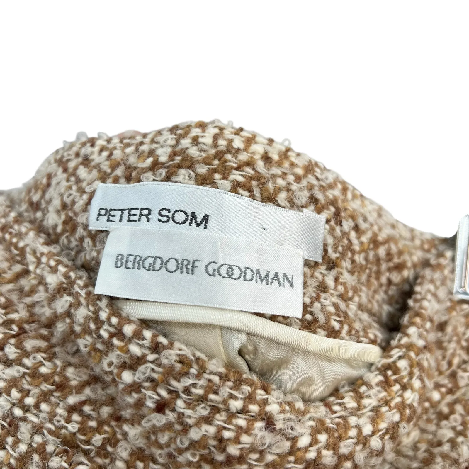 Peter Som for Bergdorf Goodman Tweed Boucle Skirt Wool‎ Beige Tan Size 6 - Image 8