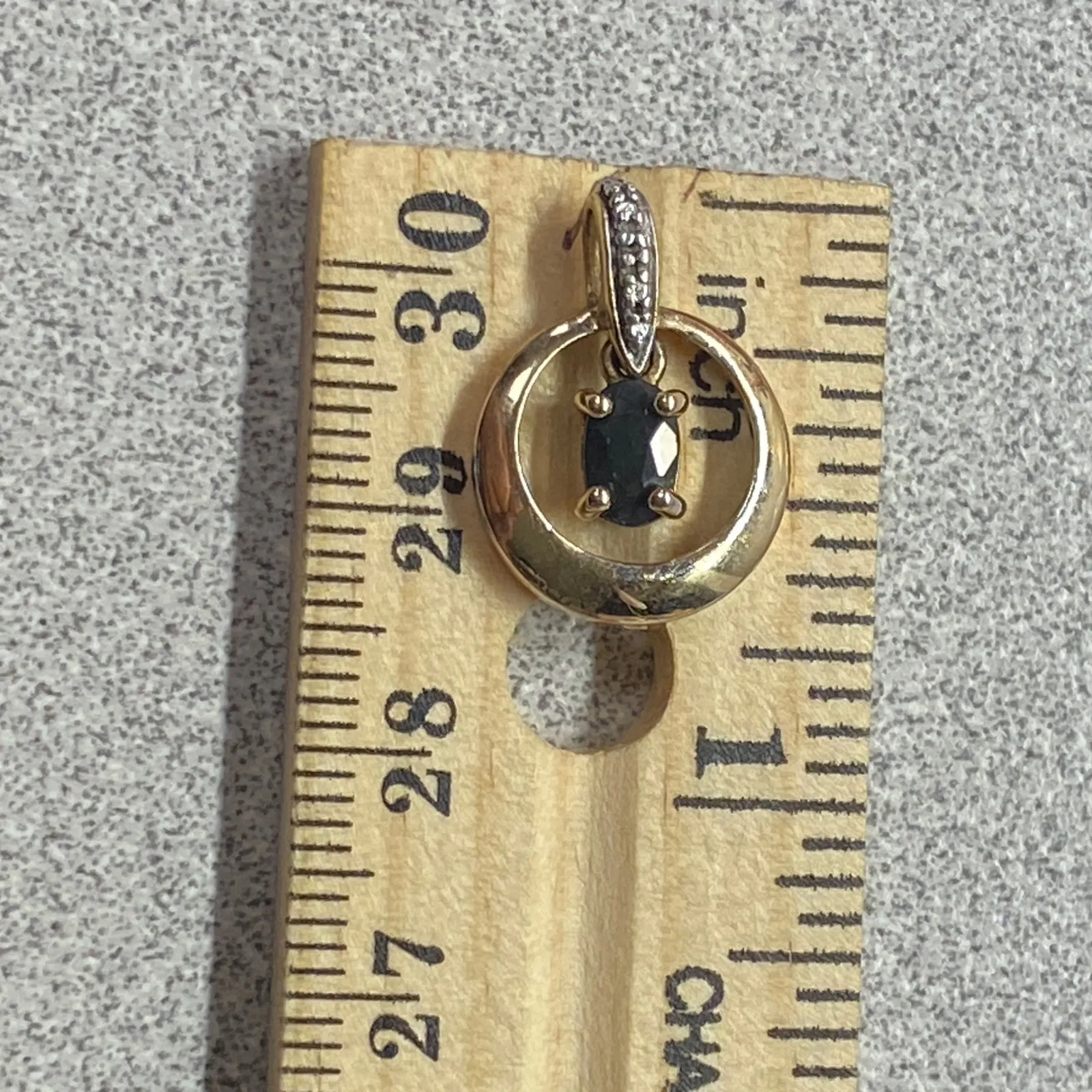 Gold Blue Sapphire Diamond Halo Circle Pendant Necklace Charm 925 Minimalist - Image 3