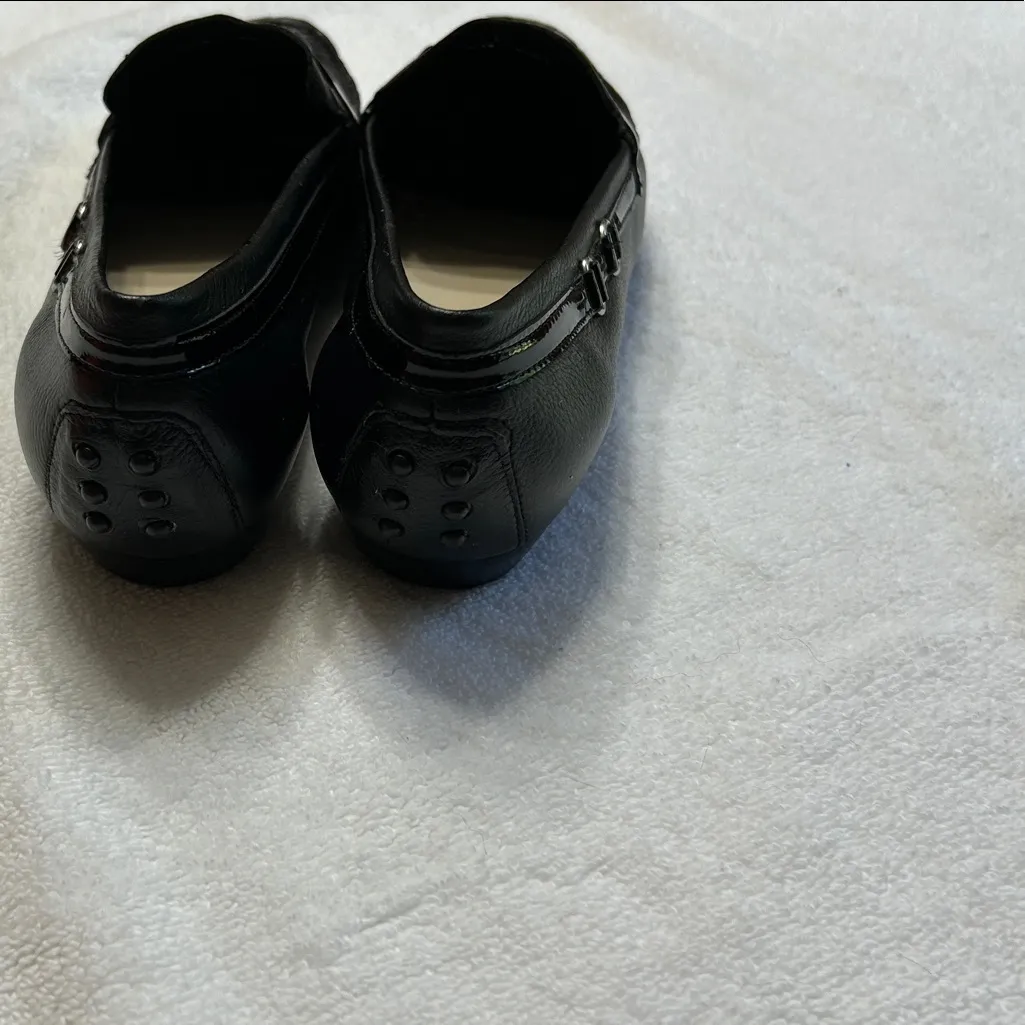 Talbots Black Leather Flats with Metal Detail - Image 4