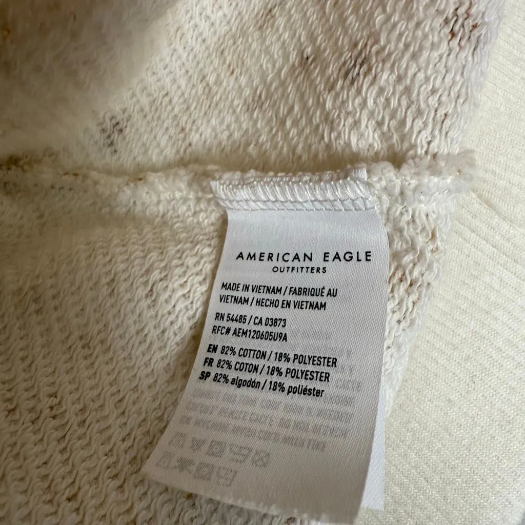 American Eagle Women’s Medium Yellow White Paisley Patterned Sweatshirt - Image 3