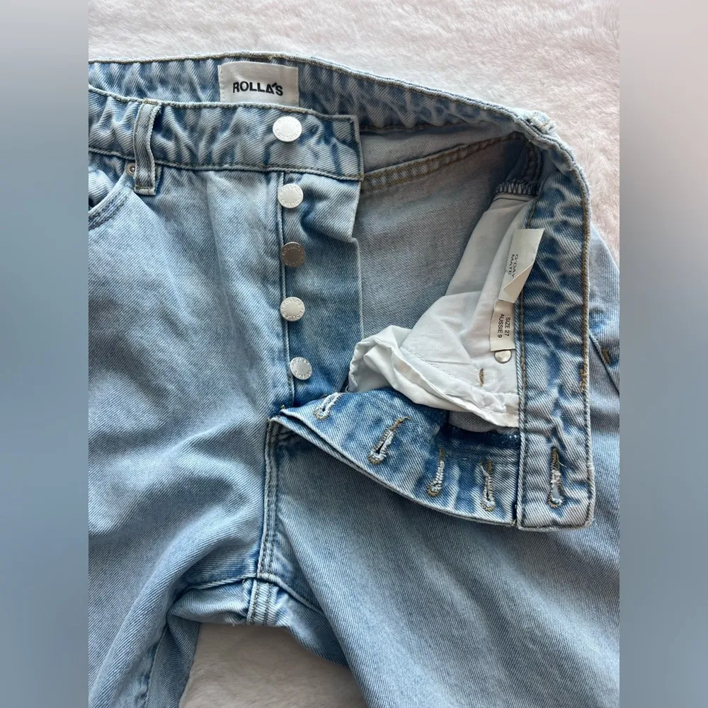 ROLLA'S Classic Straight Jean High Rise Distressed Jeans Size 27 Blue - Image 8