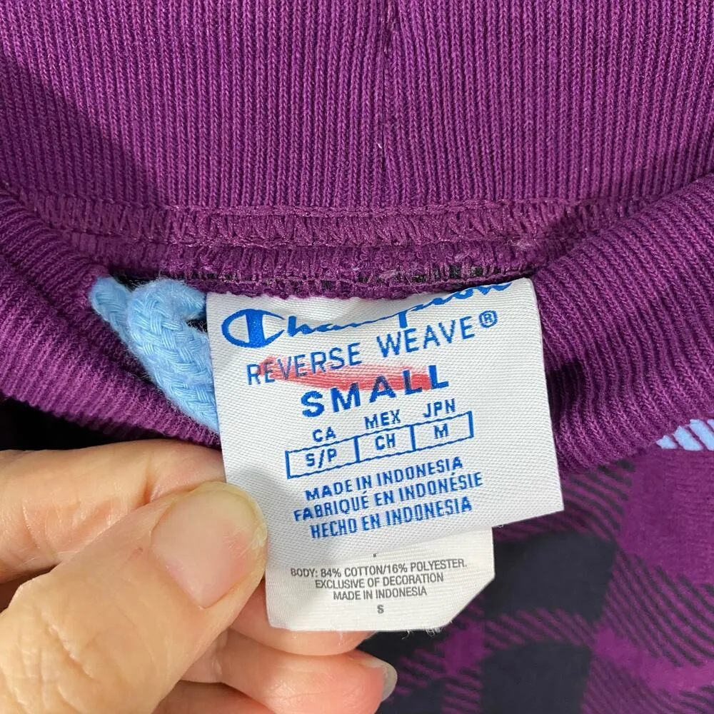Champion  Women's Purple Plaid Reverse Weave Jogger Sweatpants Size Small - Image 8