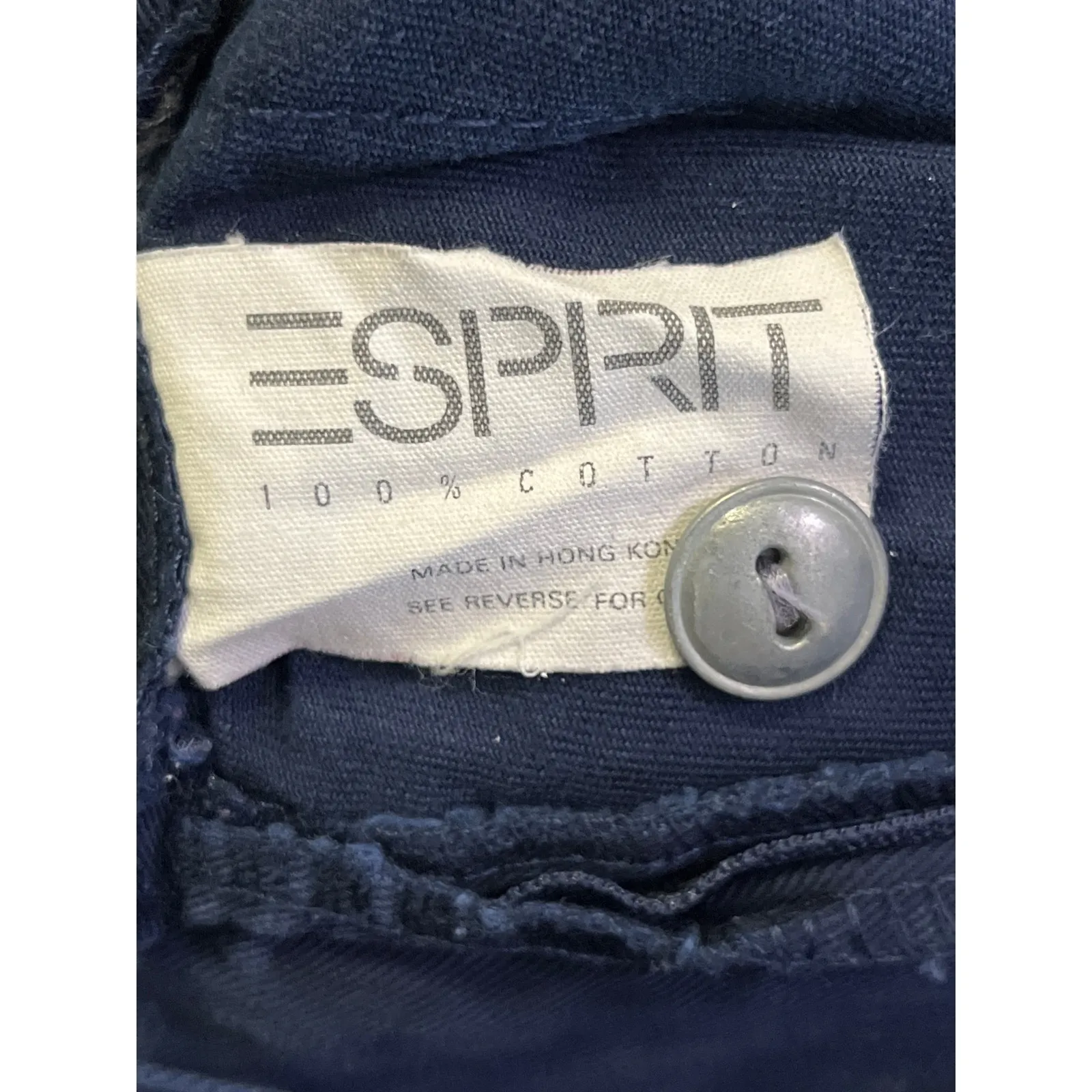 Vintage Esprit Sport Pleated High Waist Cotton Trousers Navy Blue Modern Size S - Image 7