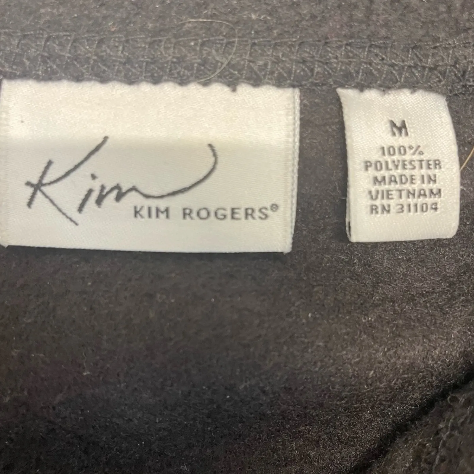 Black Fleece Vest Jacket full zip polyester mock neck Size Medium Kim Rogers - Image 4