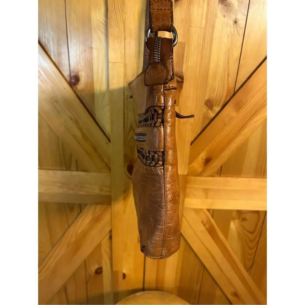 Anthropologie Vilenca Holland Boho Woven Leather Crossbody Bag Purse Natural Brown - Image 7