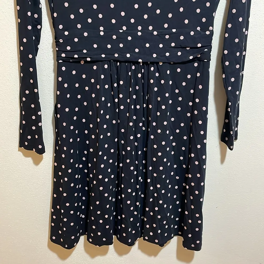 NEW Boden Abigail Jersey Dress Long Sleeve Black Milkshake Pink Spot 6 Petite Size 6P - Image 12
