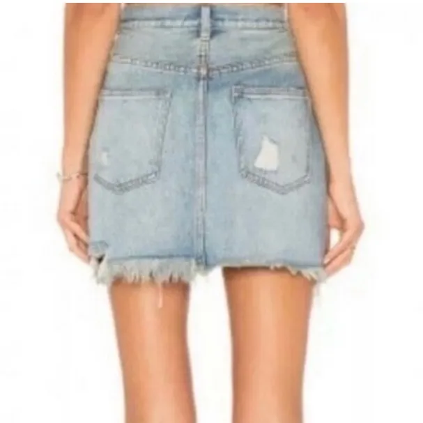 We The Free by Free People Harvest Bell Denim Mini Skirt Distressed 24 Waist - Image 4