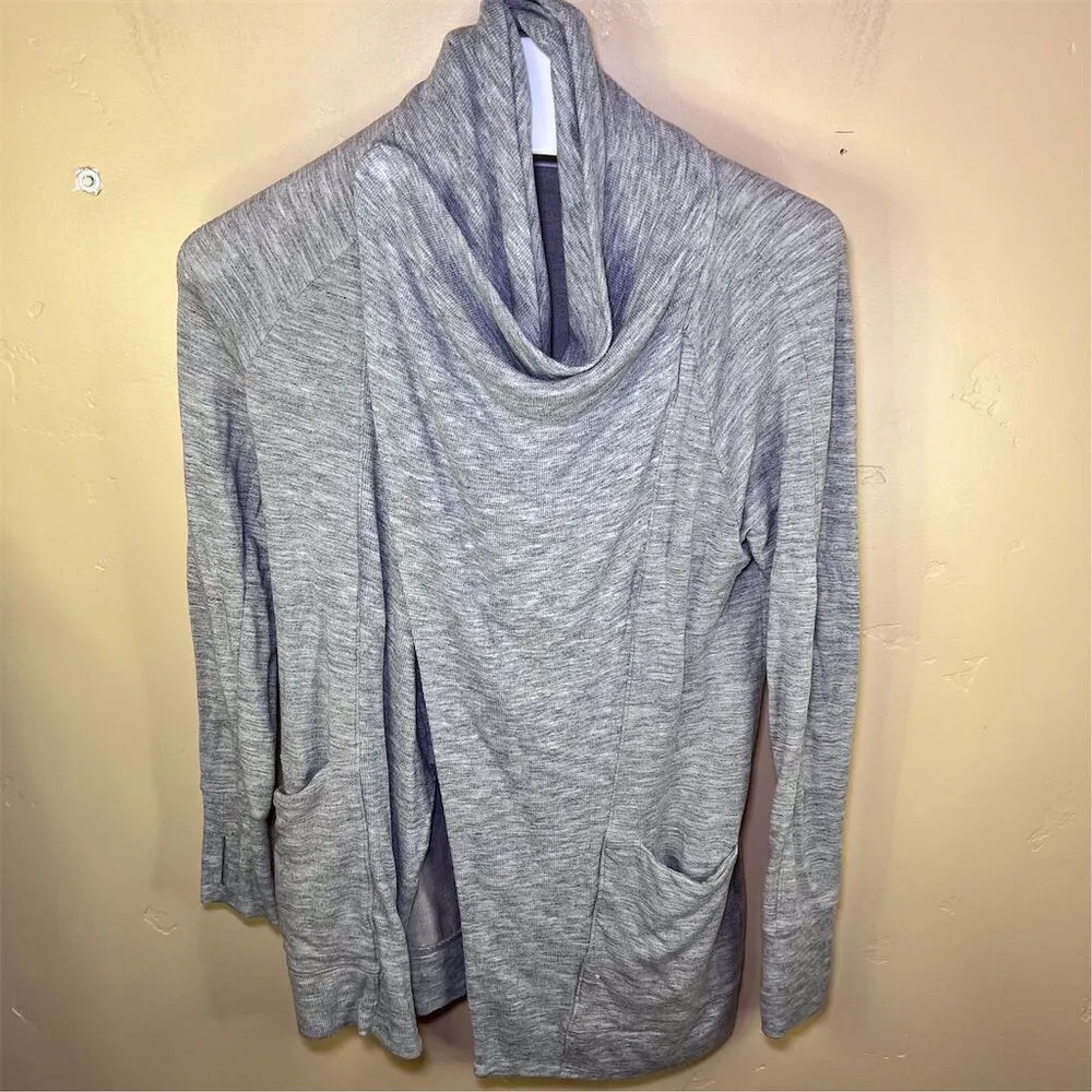 Athleta Studio Wrap‎ Women's Size XS Gray Sweater Cowl Neck Thumbholes Oversized - Image 4