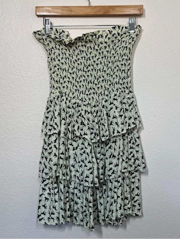 Dolls Kill Dolls Point Cream Horse Print Smocked Layered Mini Dress - Image 8