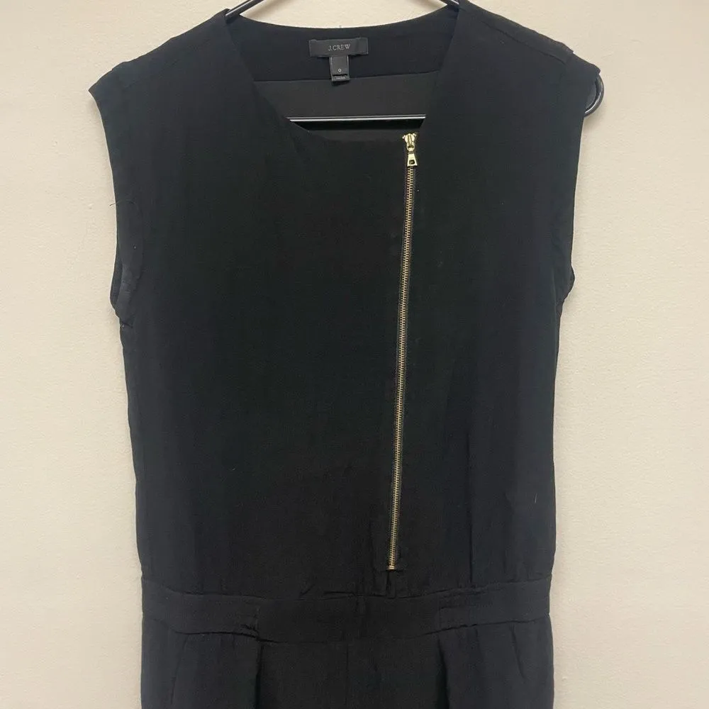 J.Crew Women's Black Skinny Jumpsuit with Gold Side Zipper SZ 0 - Image 3