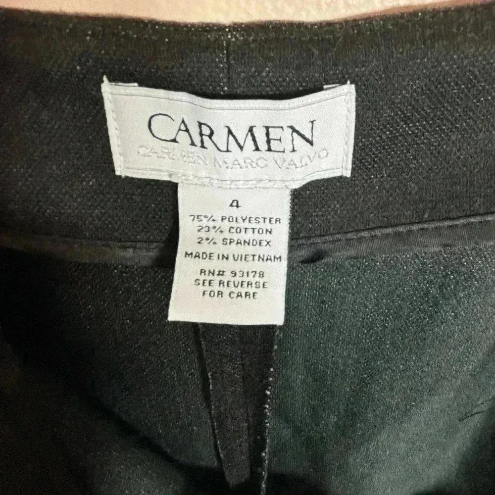 Carmen Marc Valvo Women's Midi Skirt Gray White Black Print Size 4‎ - Image 2