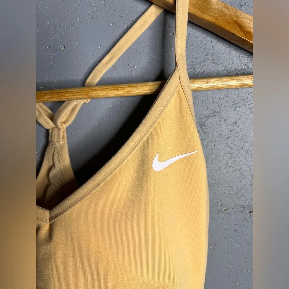 Nike Women's Dri-Fit Indy Court tan/orange Sports Bra Strappy Racerback Mesh. Md - Image 3