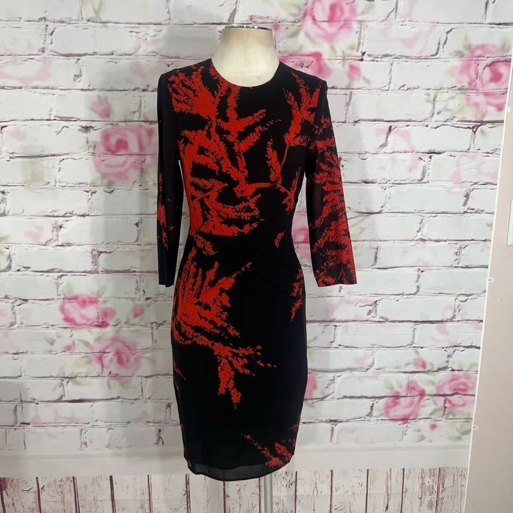 Whistles Phoebe Fern Print long sleeve Bodycon Dress size 4 - Image 5