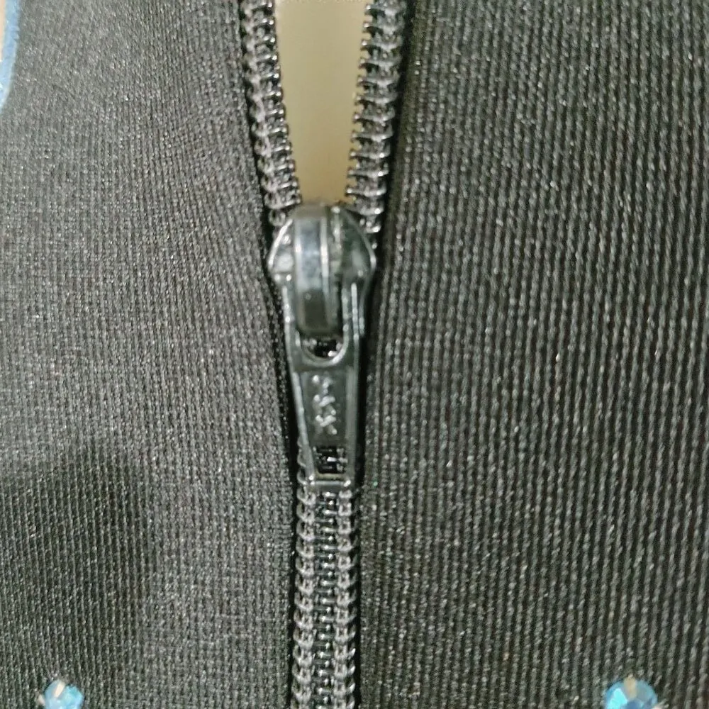 Jacket Size XL1849 Authentic Ranchwear Rodeo Black Turquoise Peacock Feather - Image 12