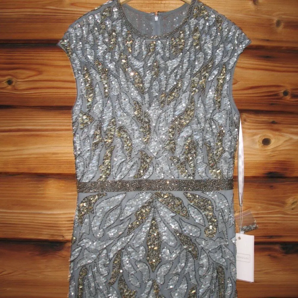 Mac Duggal 5532 Womens Platinum Embellished Illusion Cap Sleeve Column Gown - Image 8