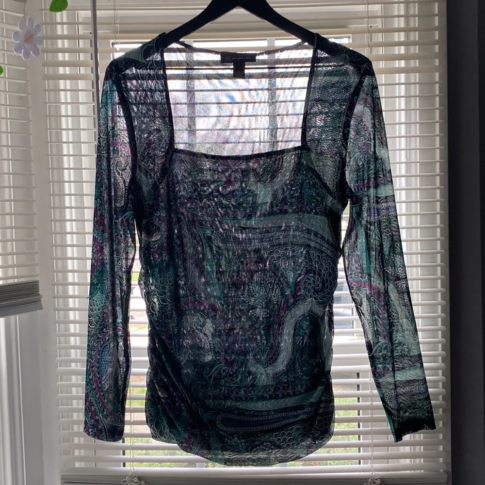 Vintage Y2K International Concepts layered nylon paisley ruched top, size XL - Image 8