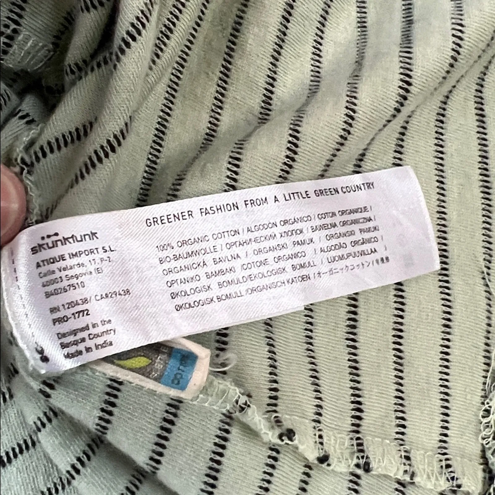 Skunkfunk Black and green short sleeve organic cotton Striped Mini Dress Size L - Image 9