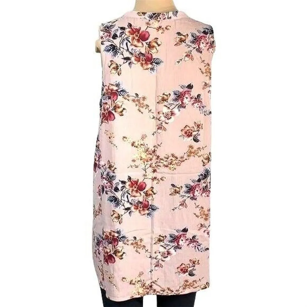 Gypsies and Moondust Womens Tunic Blouse Top Choker Collar Pink Floral Small - Image 4