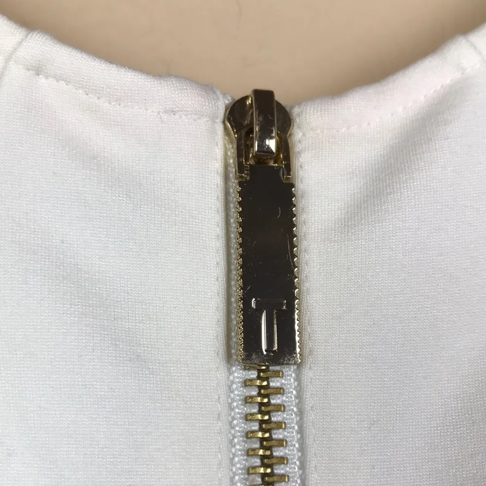 Ted Baker Women’s Color Block White Black Ribbed Bandage Ruffle Hem Dress Size 6 - Image 6