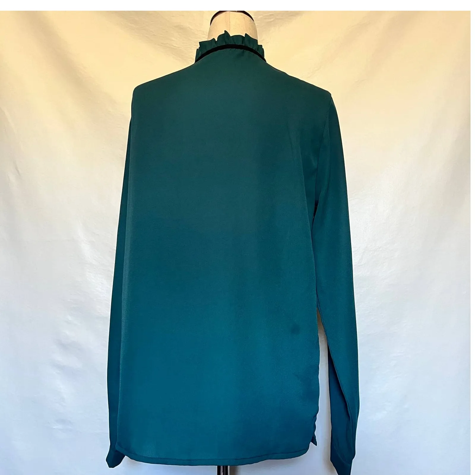 Lulu's Bow Tie Neck Womens Top Sz S Coquette Romantic Chiffon Cottage Teal - Image 6