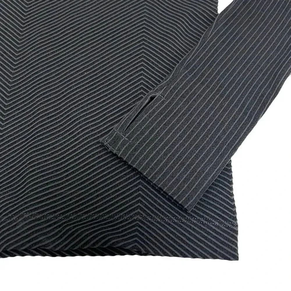 Athleta Grey Striped Patterned  Long Sleeve Athletic Workout Top Thick Women's S - Image 7