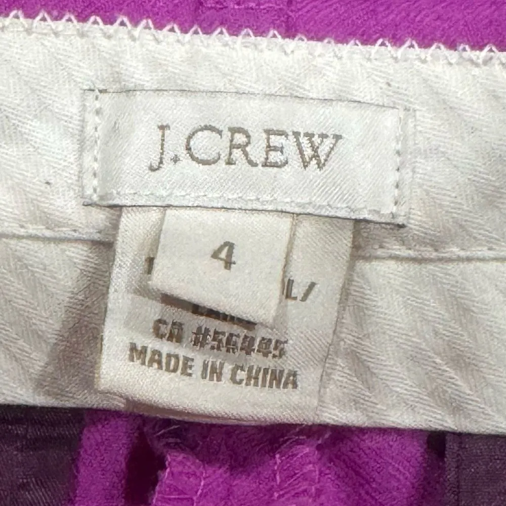 J. Crew Wool Cafe Capri Trousers Bright Dahlia Pants Women’s 4 - Image 3