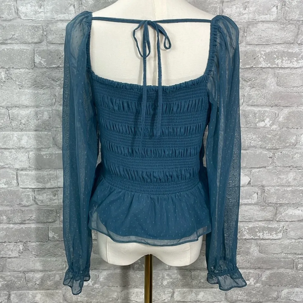 LC Lauren Conrad Smocked Swiss Dot Top - Image 2