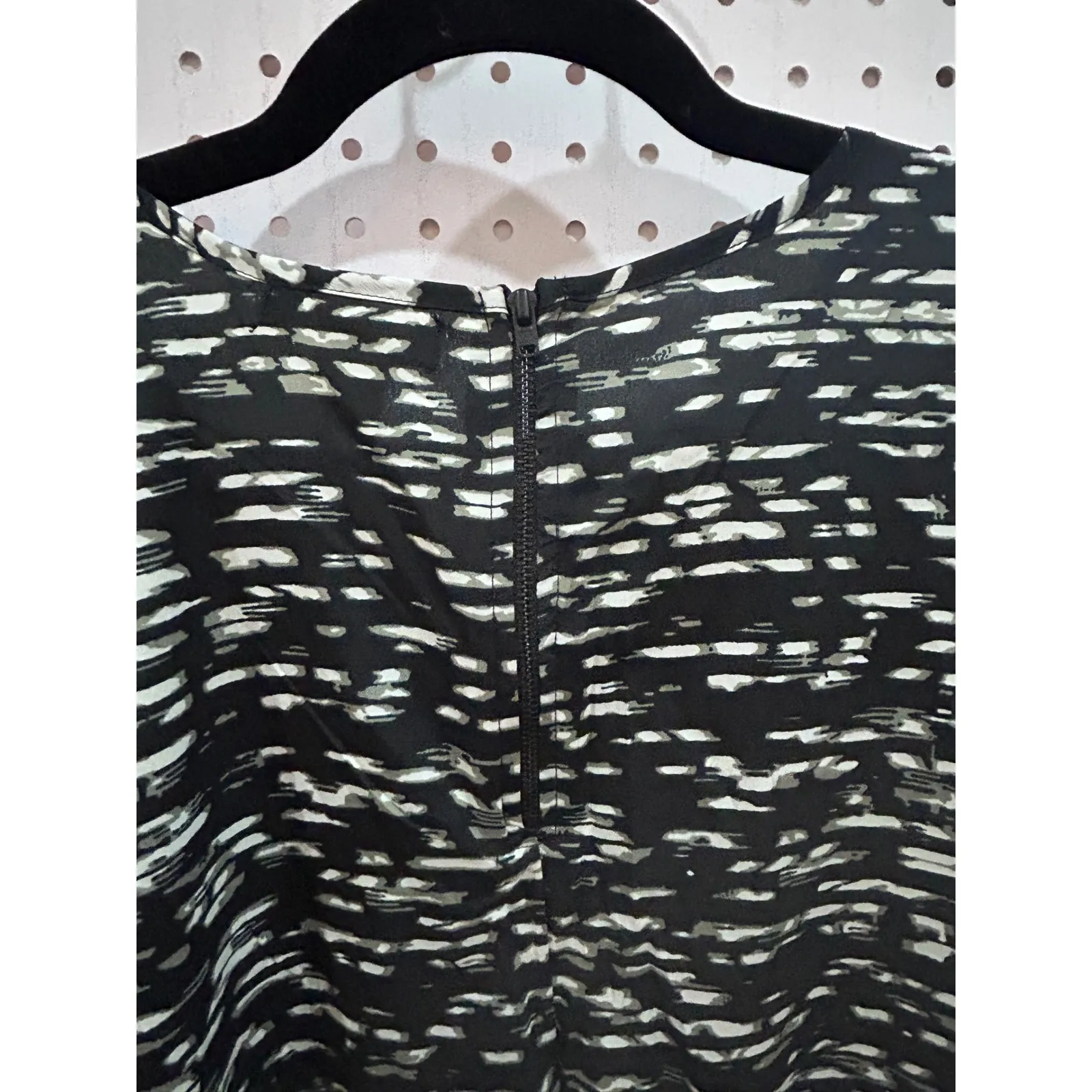 Band of Gypsies Black White Abstract Print Short Sleeve Zipper Dress XS - Image 6