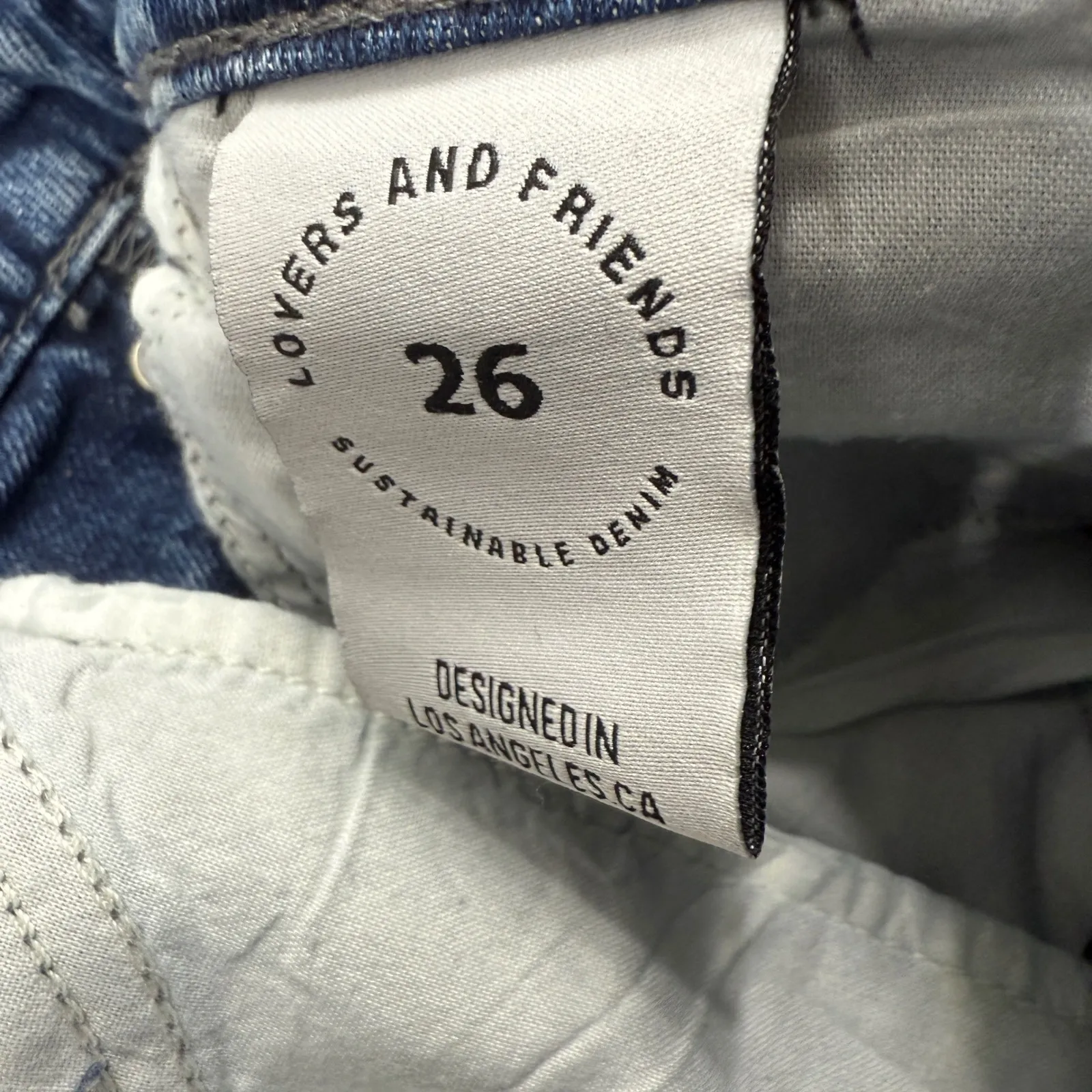 Lovers and Friends‎ Reece High Rise Slim Straight Jeans Blue Swirl Print Sz 26 - Image 6