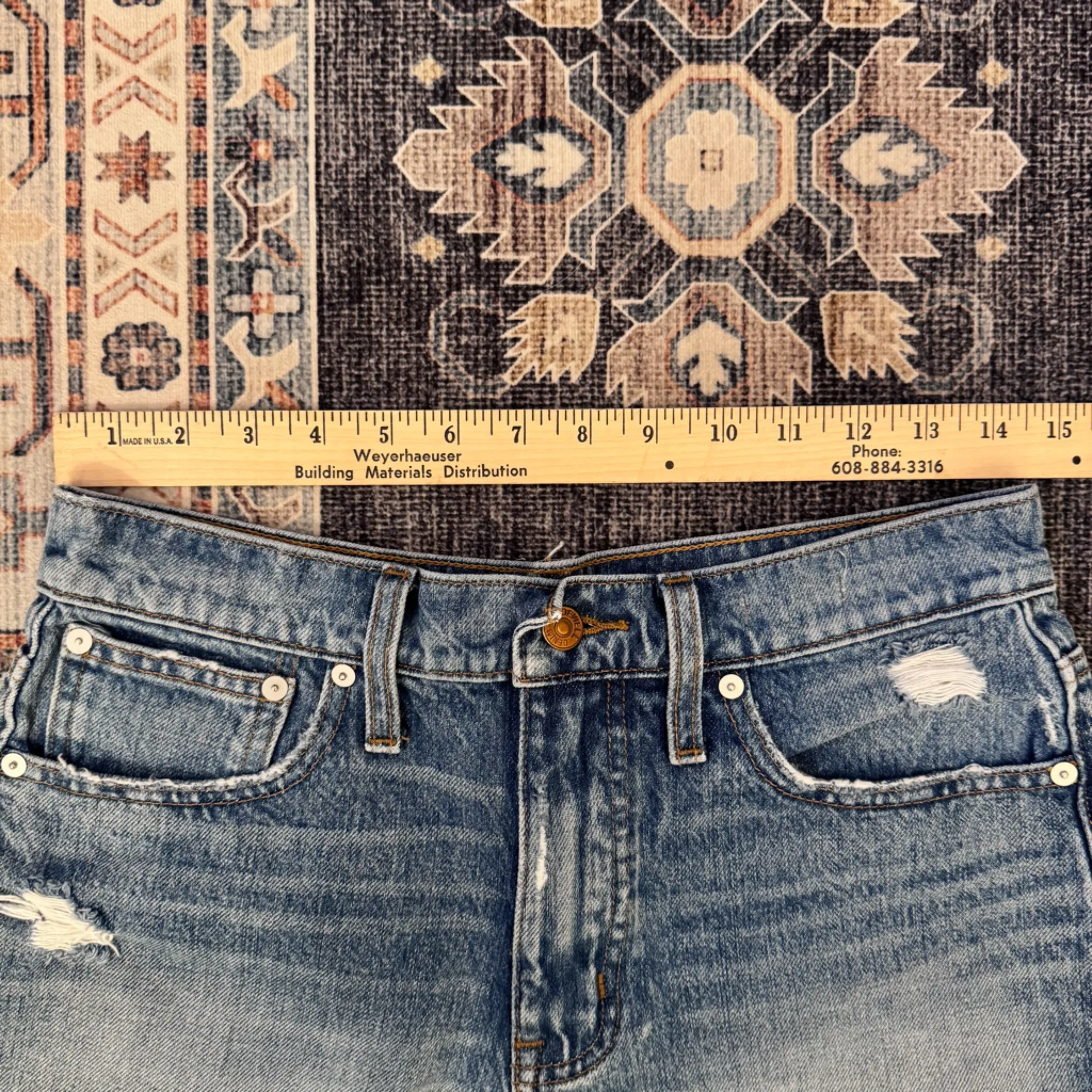 Madewell Relaxed Mid-Length Denim Shorts High-Waist Distressed Hem Women’s 26 - Image 11