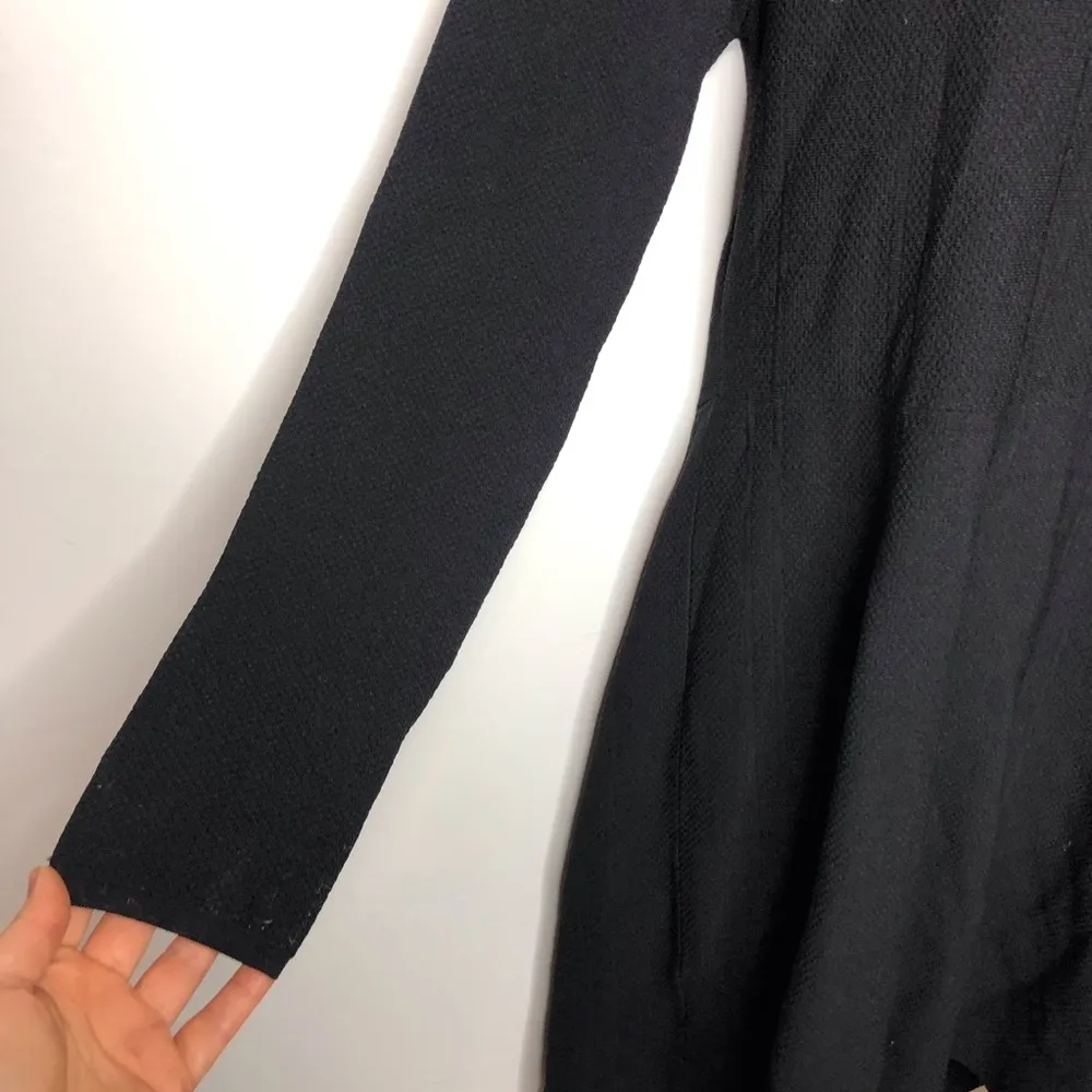 Topshop knitted black fit and flare long sleeve dress open back  size 12 - Image 3