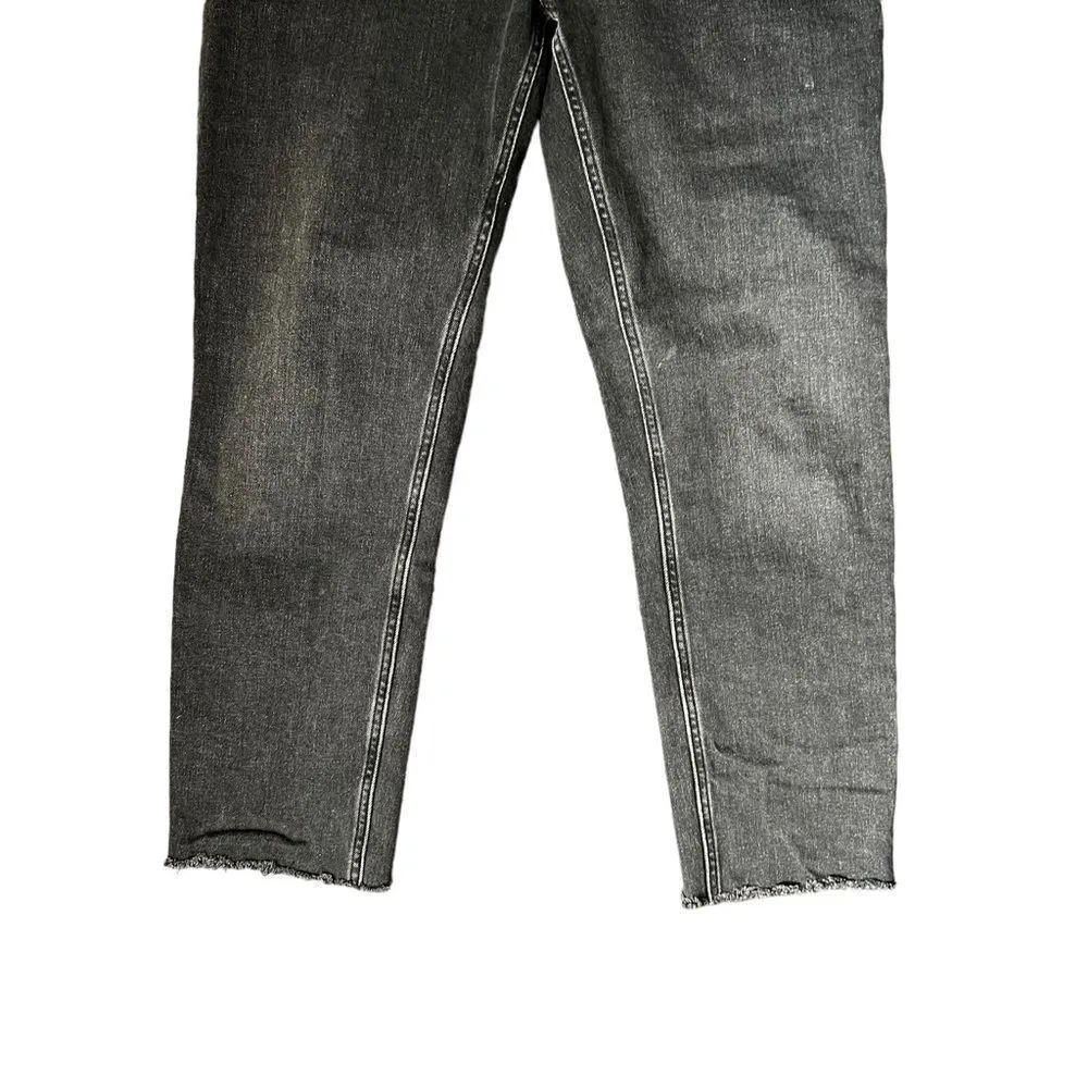 Everlane The Cheeky High Rise Straight Leg Washed Black Raw Hem Jeans Size 31 - Image 3